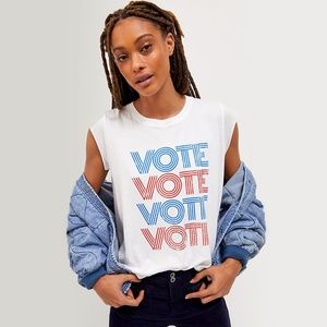 good hYOUman | 100%.Cotton The Lani "VOTE" Cap-Sleeve Graphic Tank | NWT